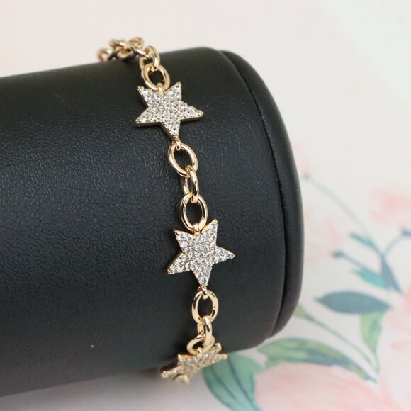 "Rose Gold Plated Star Charm Bracelet with Adjustable Chain, XPBL0915 - Picture 2 of 13